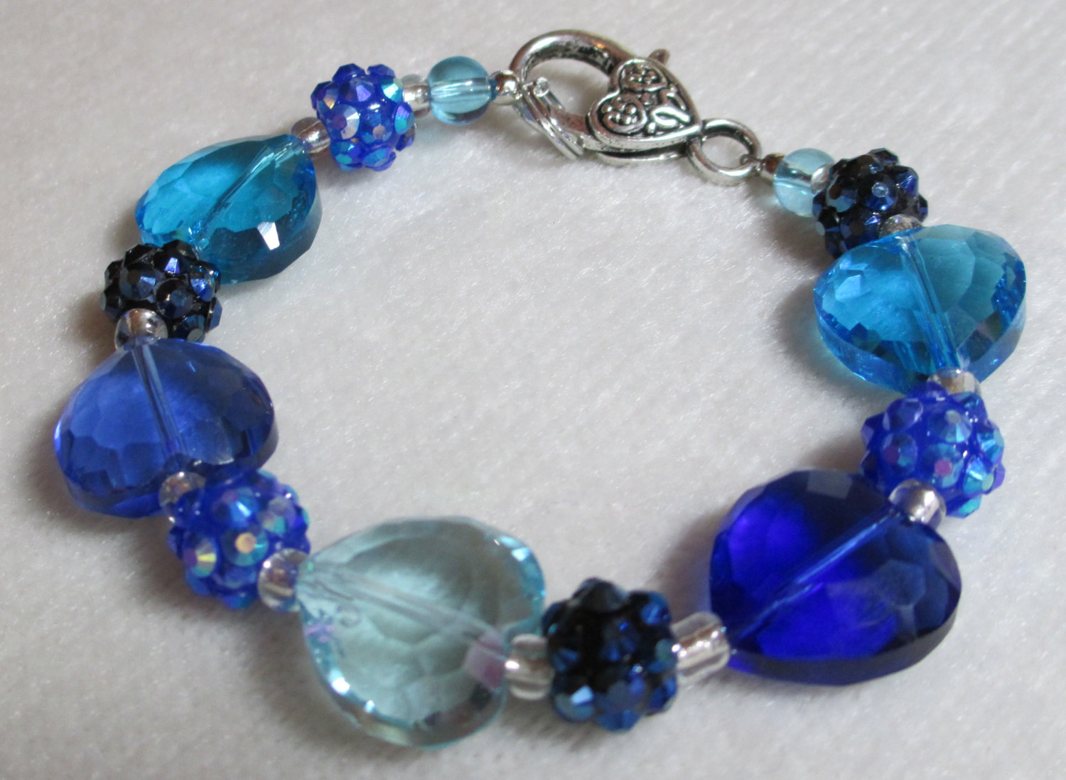 Sparkly Blue Valentine Glass Heart Bracelet - Sparkle By Monica