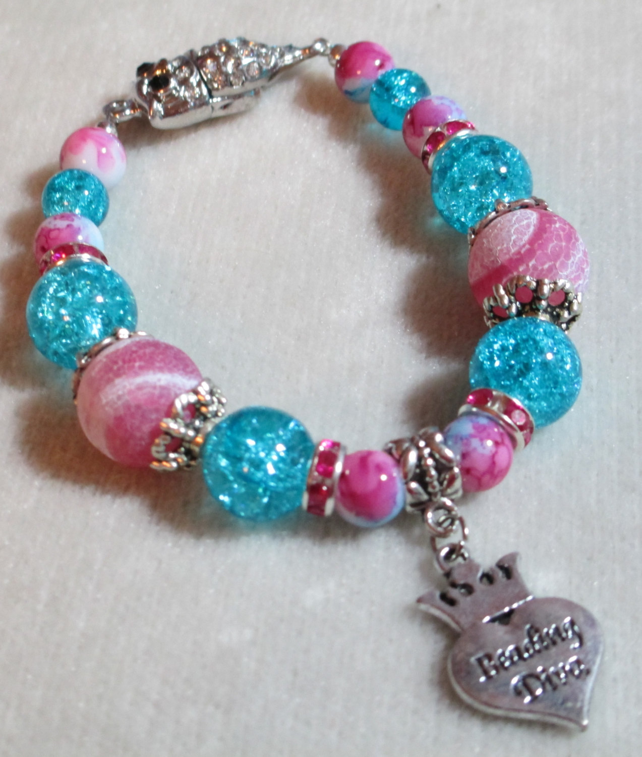 Butterfly Graffiti Pink Sparkle Charm Bracelet 3